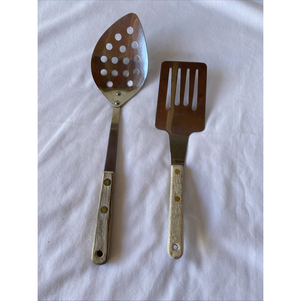 1970's Vintage Stanhome Stainless Steel Slotted Spoon & Vintage Flipper Lot of 2